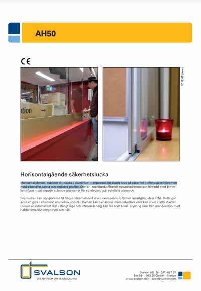 Printscreen av första sidan på ett produktblad