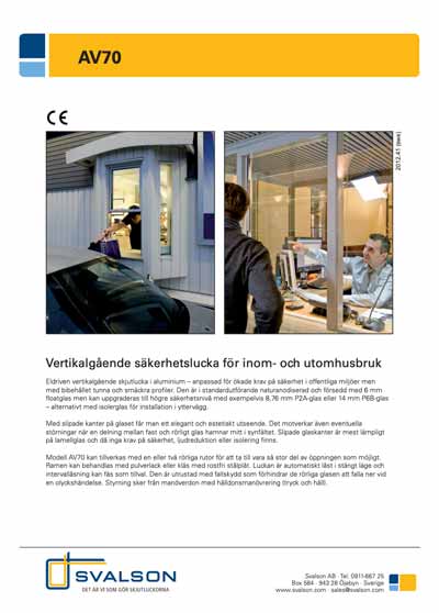 Printscreen av första sidan på ett produktblad