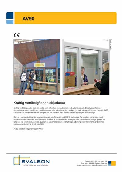 Printscreen av första sidan på ett produktblad