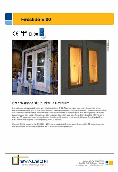 Printscreen av första sidan på ett produktblad