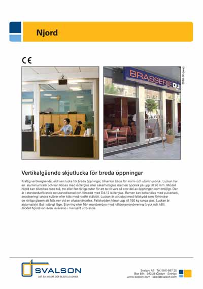 Printscreen av första sidan på ett produktblad